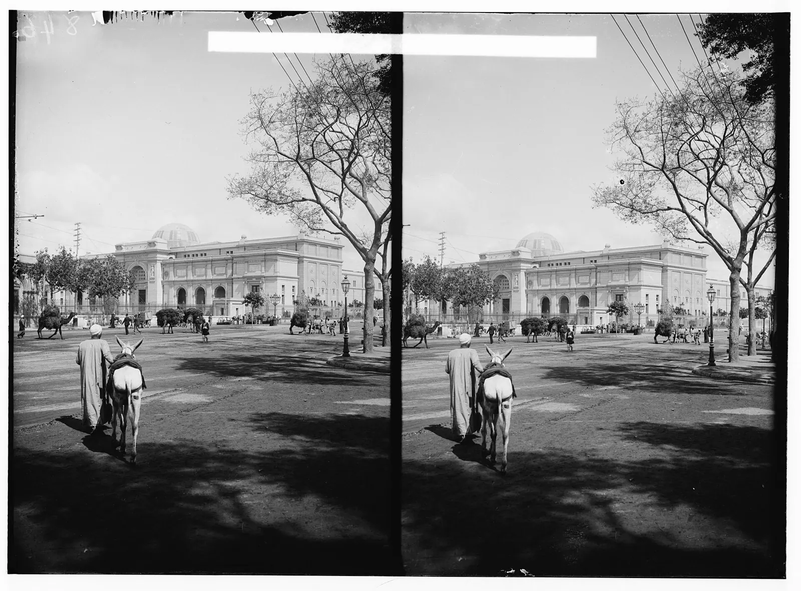 Egyptian Museum building in Cairo in a historic photograph